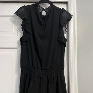 1.STATE Mock Neck Flutter Mini Dress - Black (Size L)